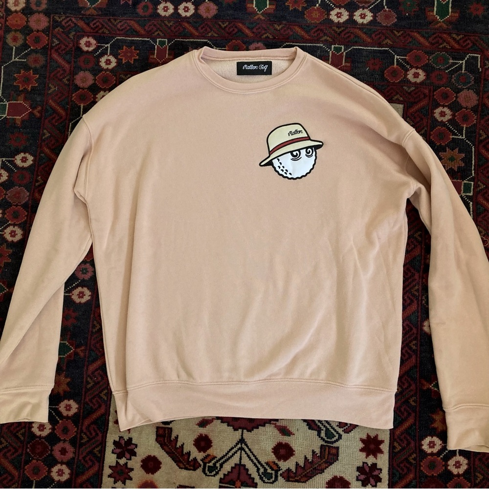 Malbon Golf Crew Neck Sweatshirt with Stitched “Buckets” Logo on Chest